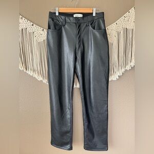 Abercrombie & Fitch Ultra high rise black faux leather 90s straight jeans‎ 10S E